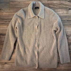 Quince Ribbed Cardigan Sweater